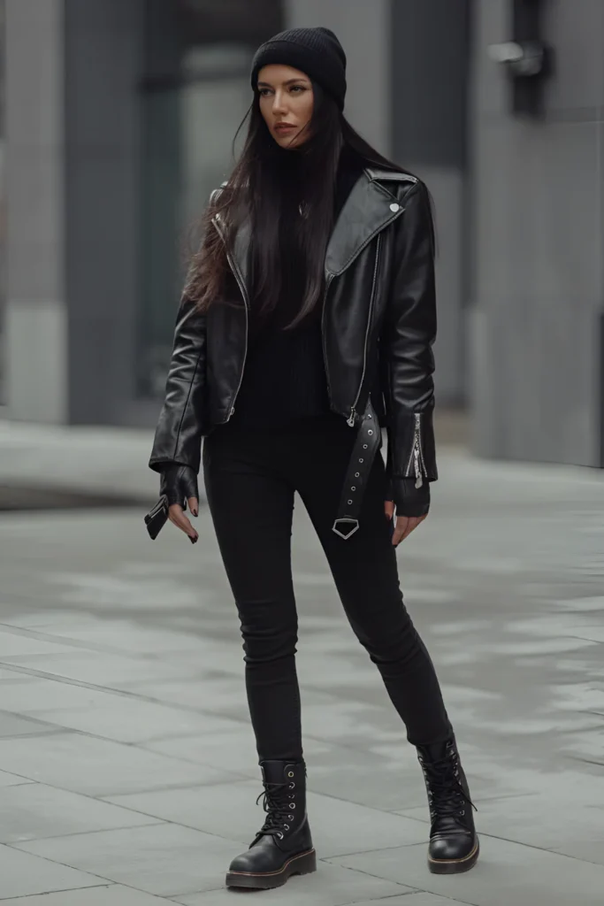 Classic All-Black Winter Goth Outfit