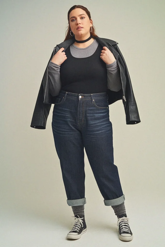 Plus Size Fall Thermal Layering Grunge Outfit