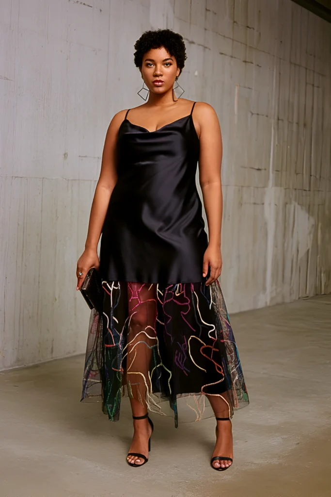 Plus Size Summer Layered Mesh Overlay Date Night Outfit