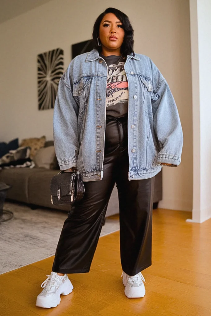 Plus Size Denim Jacket Street Style Fall Outfit