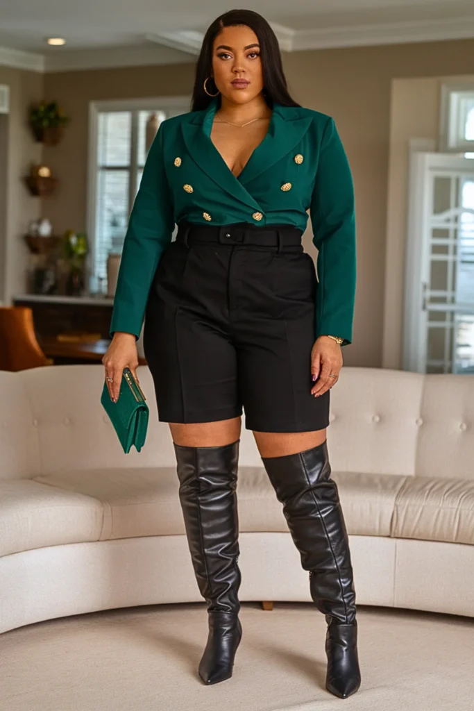 Plus Size Blazer Bermuda Shorts Fall Winter Outfit
