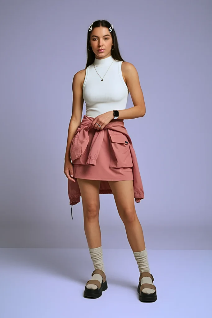 Spring Convertible Utility Skort School Outfit