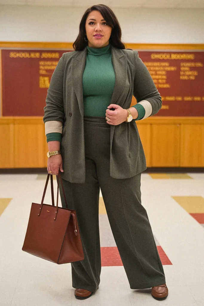 Plus Size Fall Mock Neck Sweater Teacher Outfit