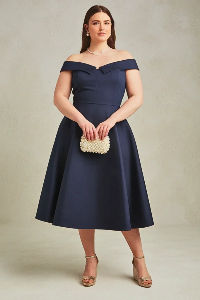 Plus Size Beach Off-Shoulder Trumpet Wedding Guest Dress