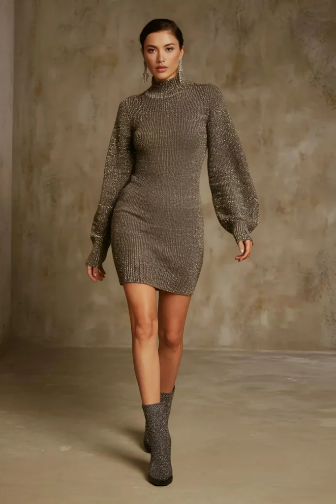 Classy New Years Eve Sweater Dress Outfit