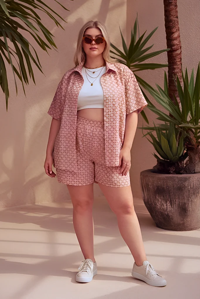 Plus Size Cuban Collar Co-ord Summer Outfit