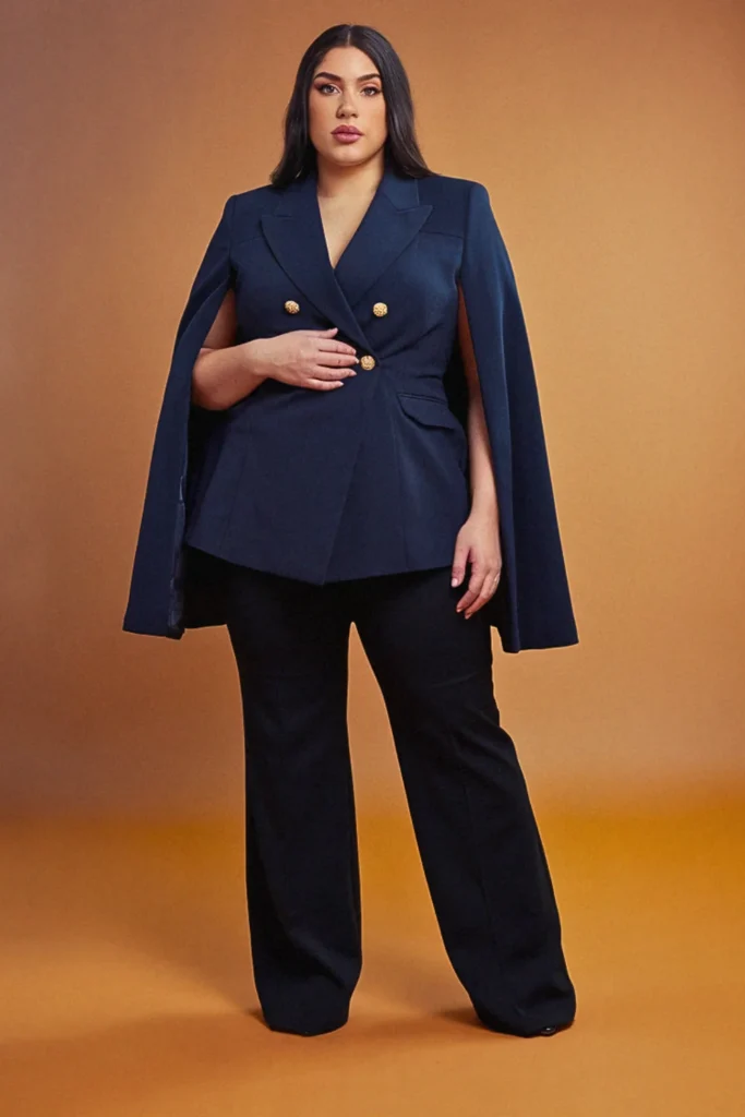 Plus Size Fall Cape Blazer Birthday Outfit