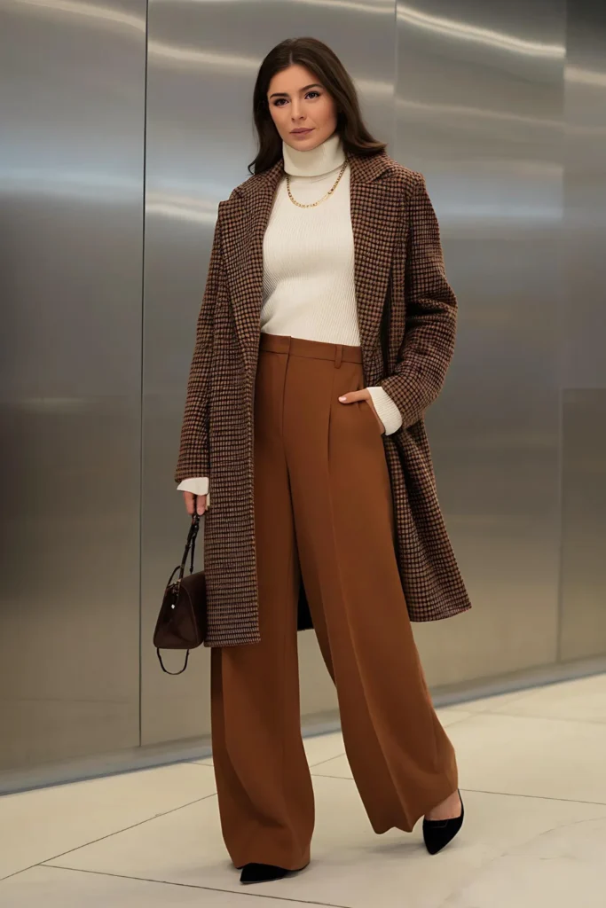 Winter Wide-Leg Pants and Sweater Work Outfit