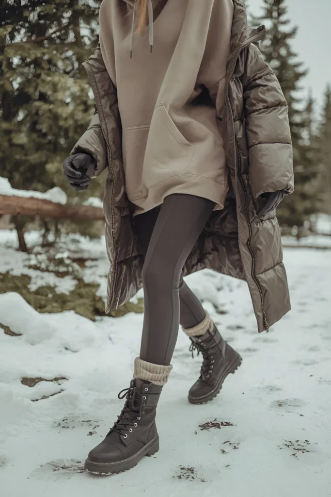 Winter hoodie with combat Boots Outfit