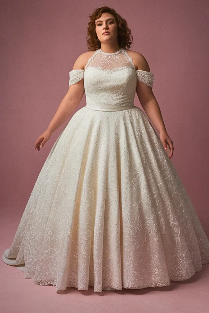 Plus Size Vintage 1950s Halter Wedding Dress