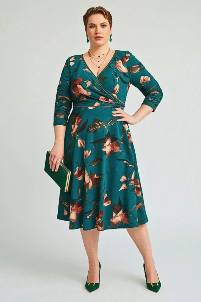 Botanical Garden Silhouette Plus Size Floral Wedding Guest Dress