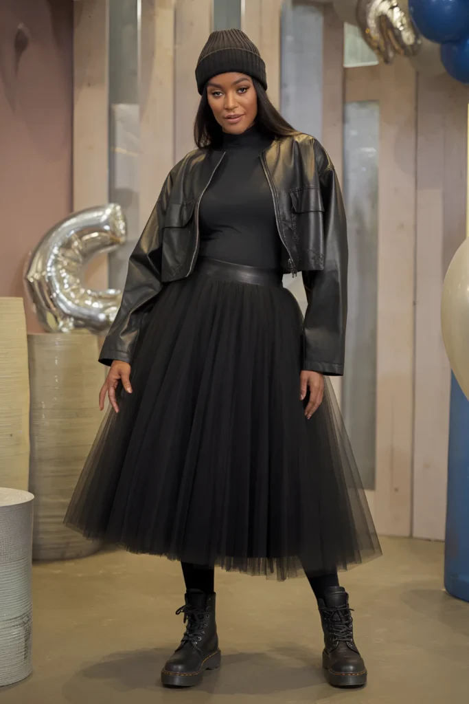 Winter Birthday Tulle Skirt Outfit For Black Women