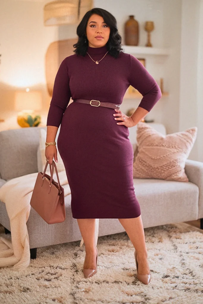 Plus Size Sweater Dress Business Casual Fall Outfit