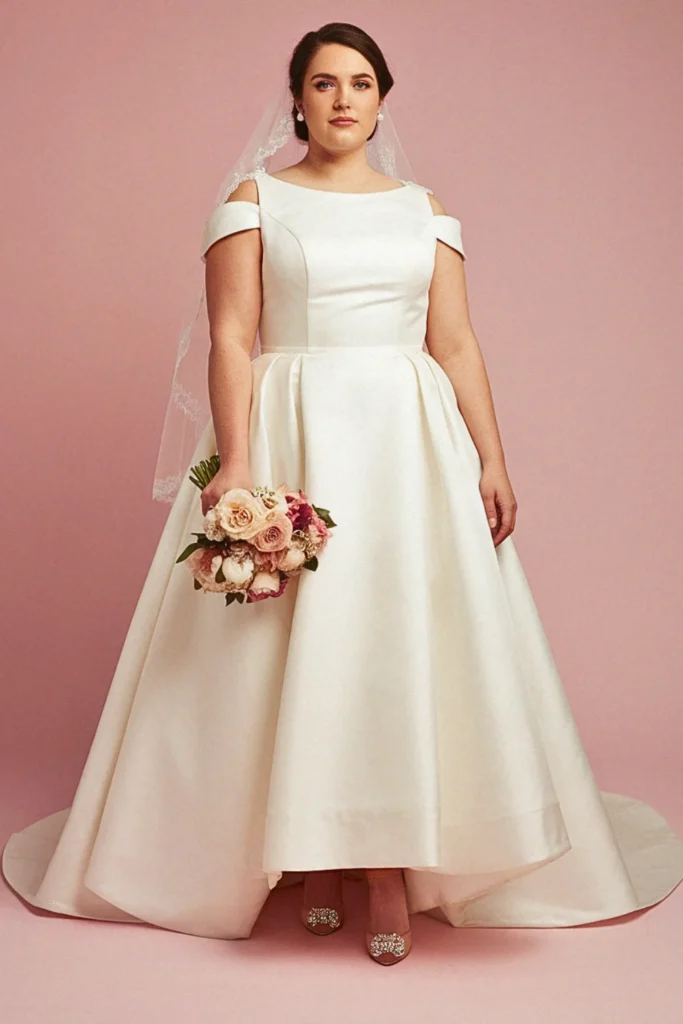 Sabrina Neckline with Cutaway Shoulders Wedding Dress
