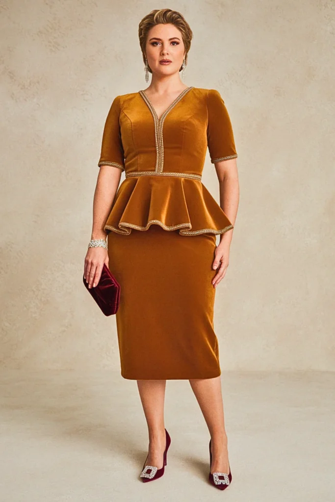 Plus Size Embellished Peplum Sheath Wedding Guest Dress