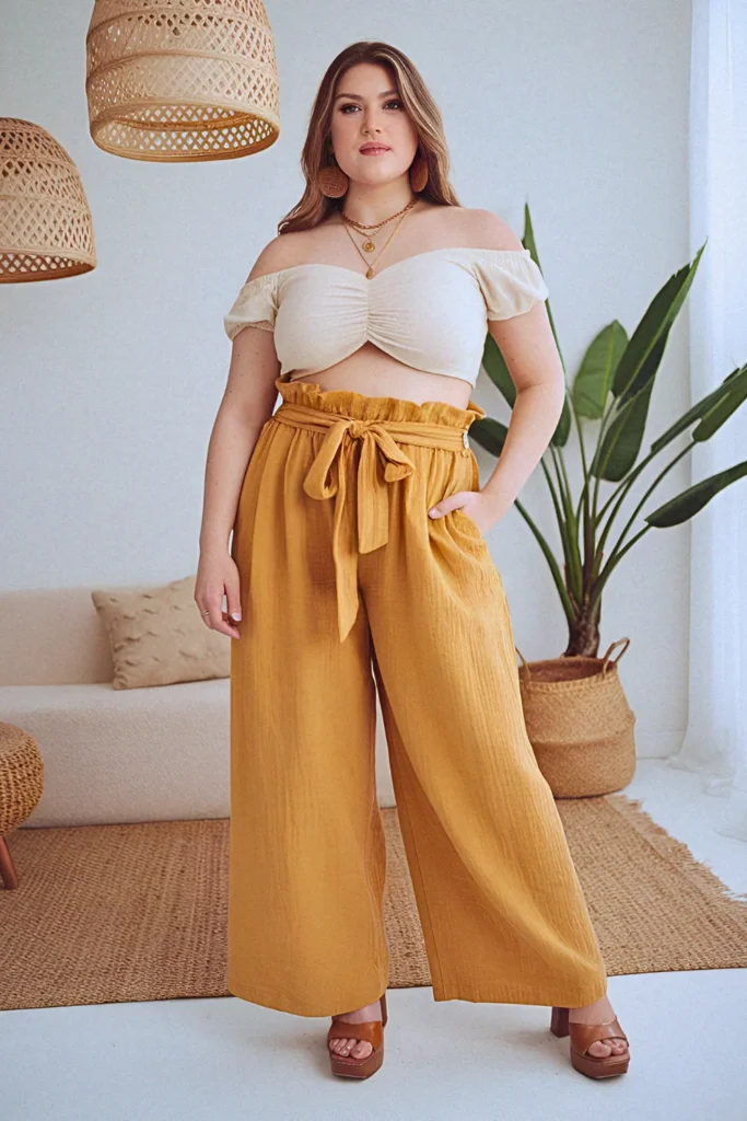 Plus Size Summer Paper-Bag Waist Coordinates Party Outfit