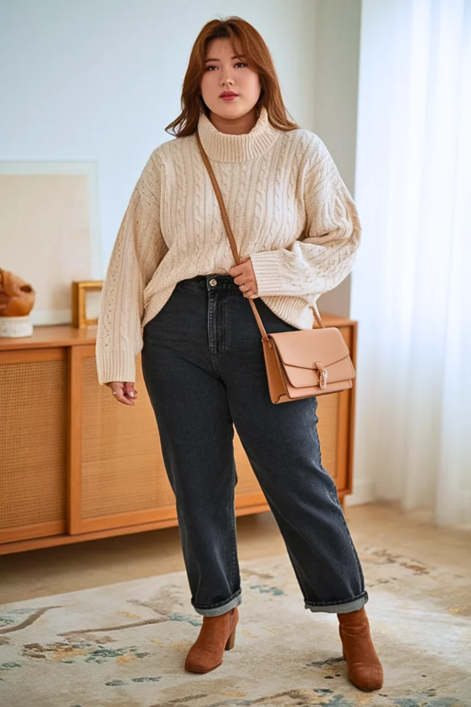 Plus Size Korean Oversized Knit Sweater Autumn Outfit