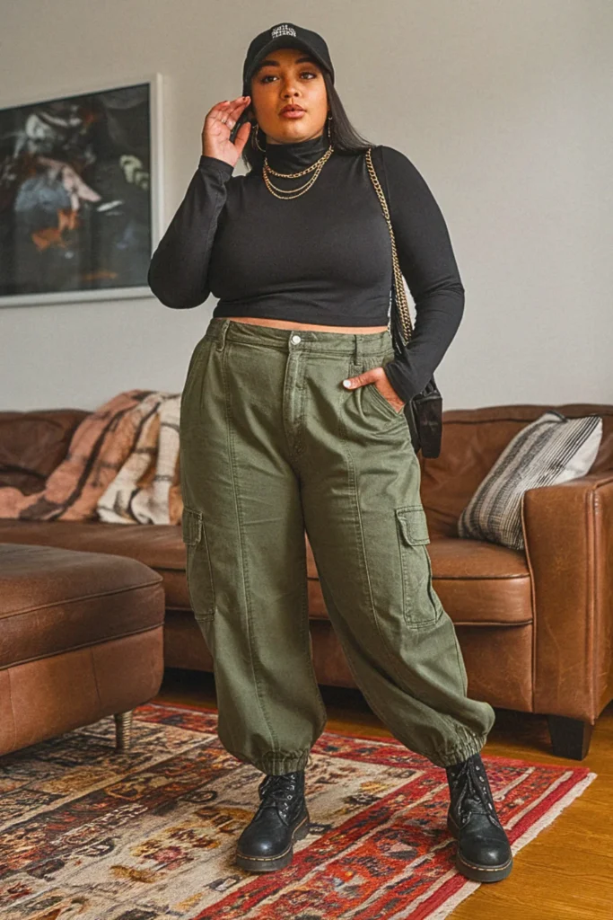 Plus Size Cargo Pants Street Style Fall Outfit