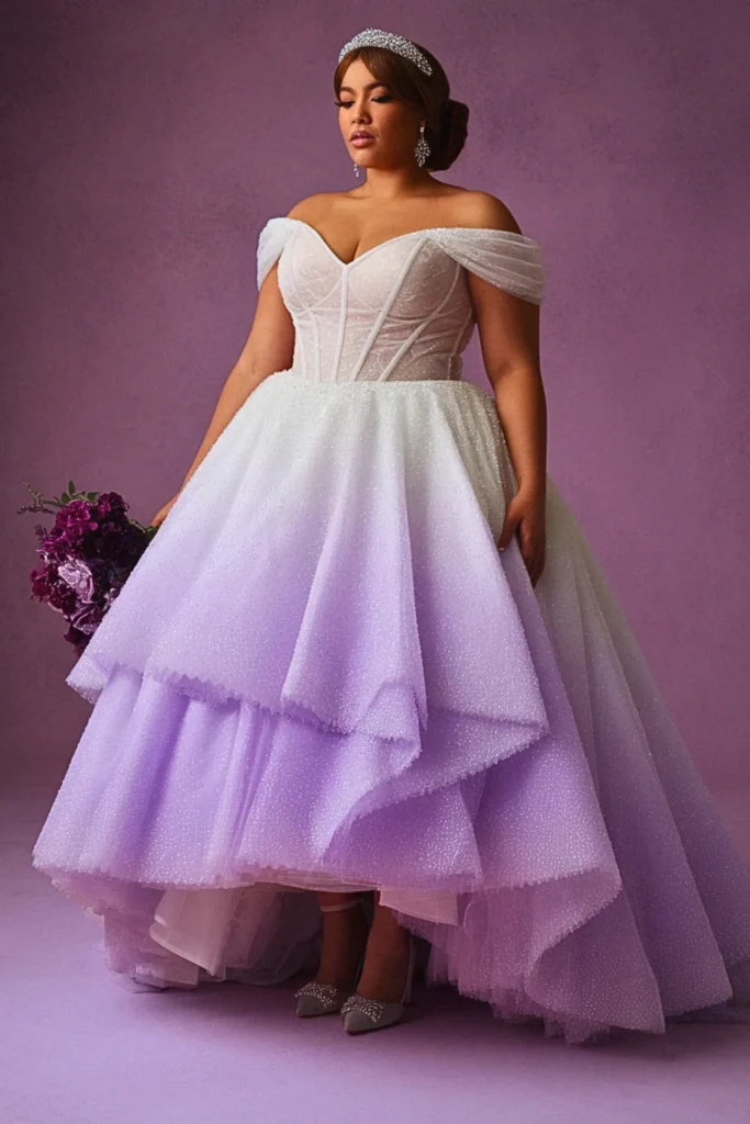 Lavender Tinted OmbreÌ Ballgown Wedding Dress