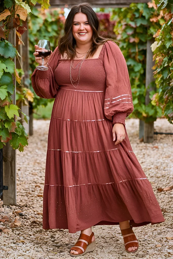 Plus Size Boho Chic Spring Winery Outfit