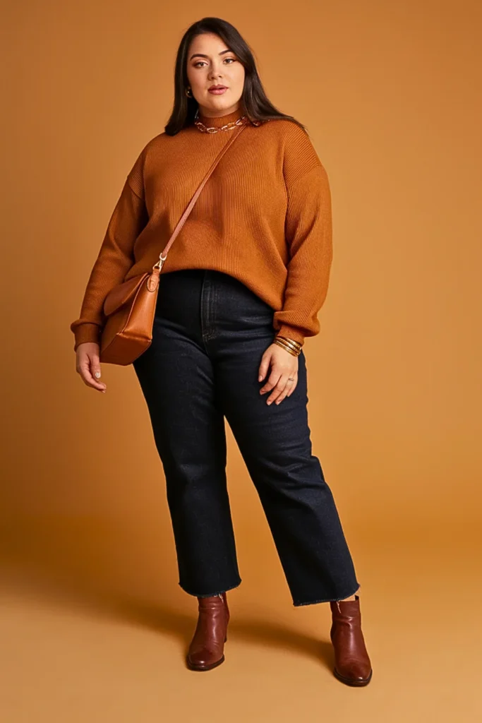 Plus Size Autumn Amber Sweater Casual Work Outfit