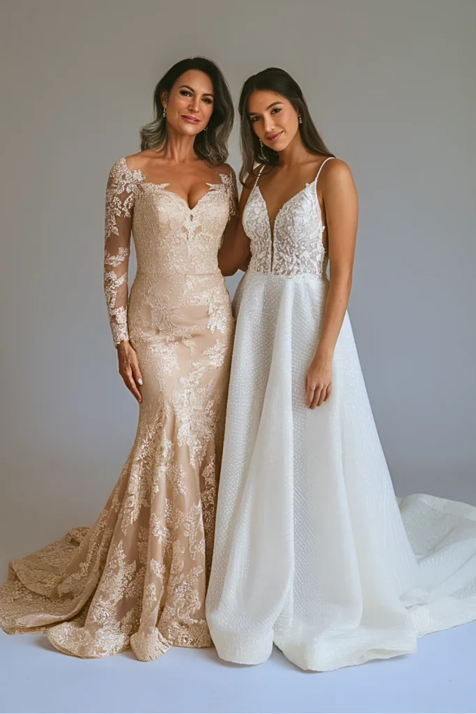 Classy Champagne Lace Mermaid Mother of the Bride Dress