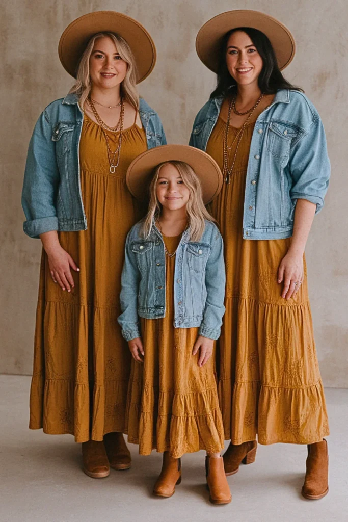 Plus Size Fall Golden Yellow Peasant Dress Family Outfit