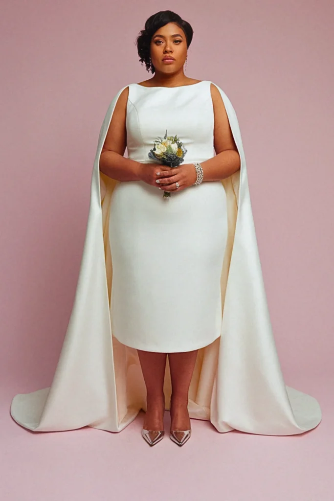 Plus Size Modern Cape Wedding Dress