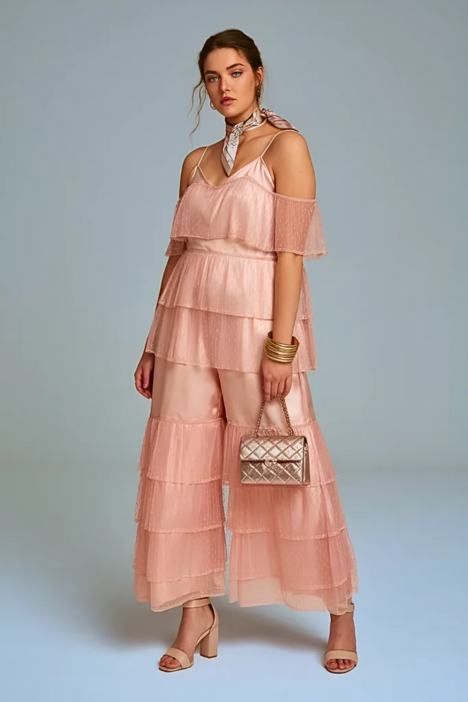 Spring Sheer Ruffled Jumpsuit Dinner Birthday Outfit