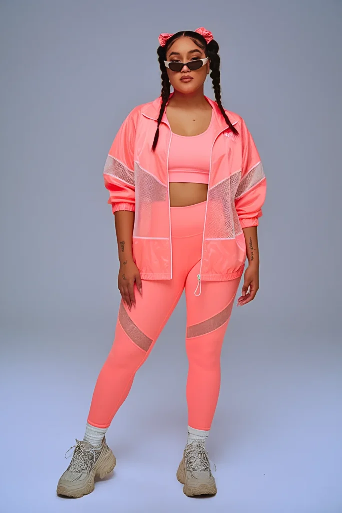 Spring Sporty Neon Track Suit Casual Outfit