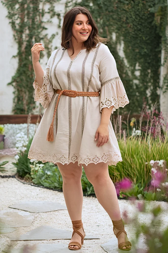 Plus Size Bell Sleeve Tunic Dress Hippie Spring Outfit