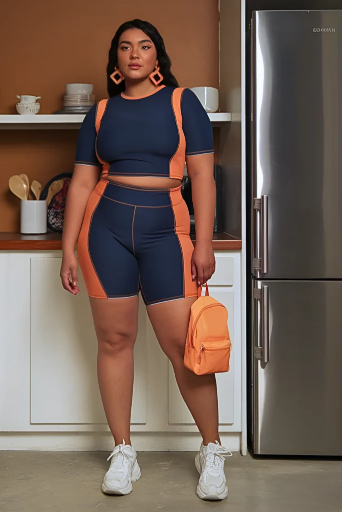 Plus Size Color-Blocked Knit Set Summer Outfit