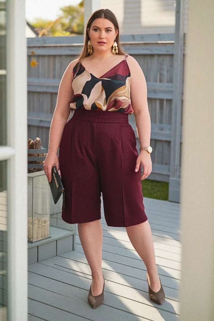 Plus Size Trouser Shorts Summer Outfit