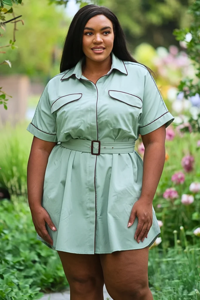 Belted Shirtdress + Block Heel Sandals Work Outfit
