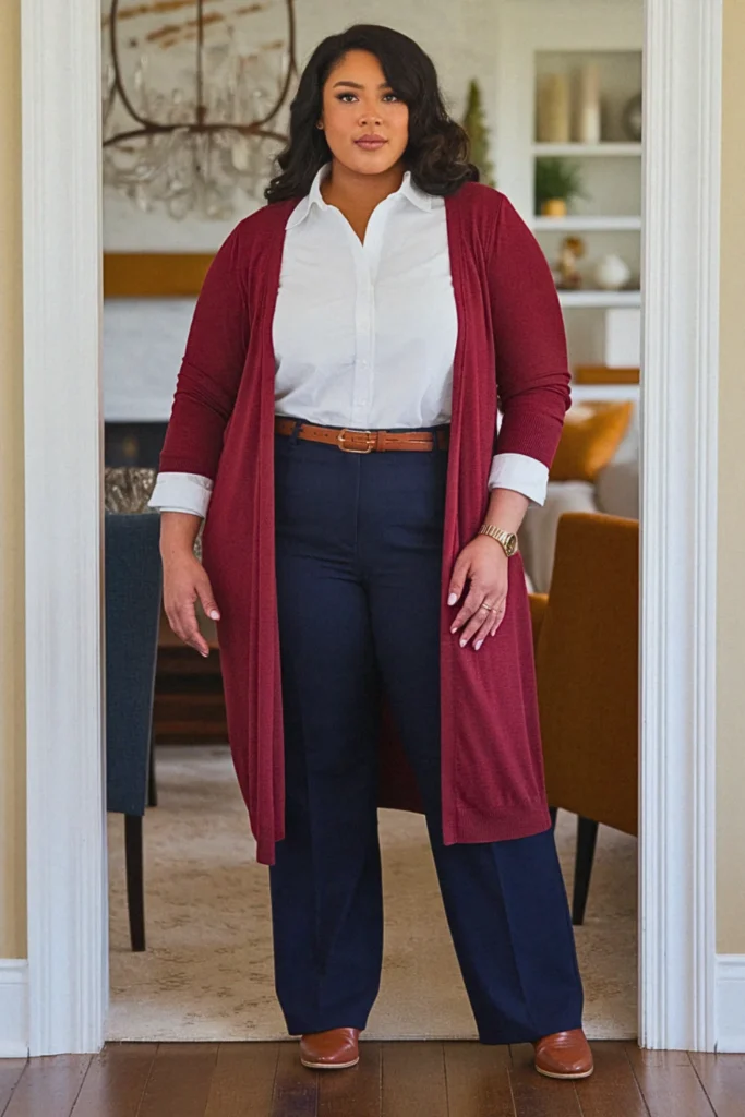 Plus Size Cranberry Cardigan Fall Outfit