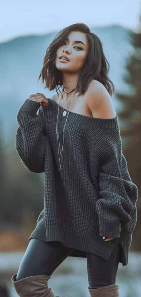 Winter Country Concert Slouchy Sweater Outfit