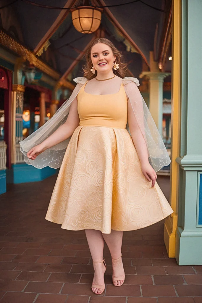 Plus Size Summer Belle-Inspired Midi Skater Disney Outfit