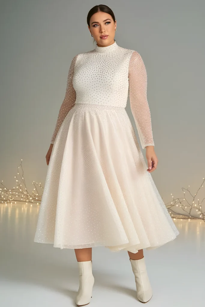 Plus Size Winter Pristine Maxi White Dress