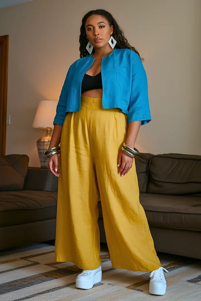 Plus Size Colorblock Linen Coordinates Summer Outfit