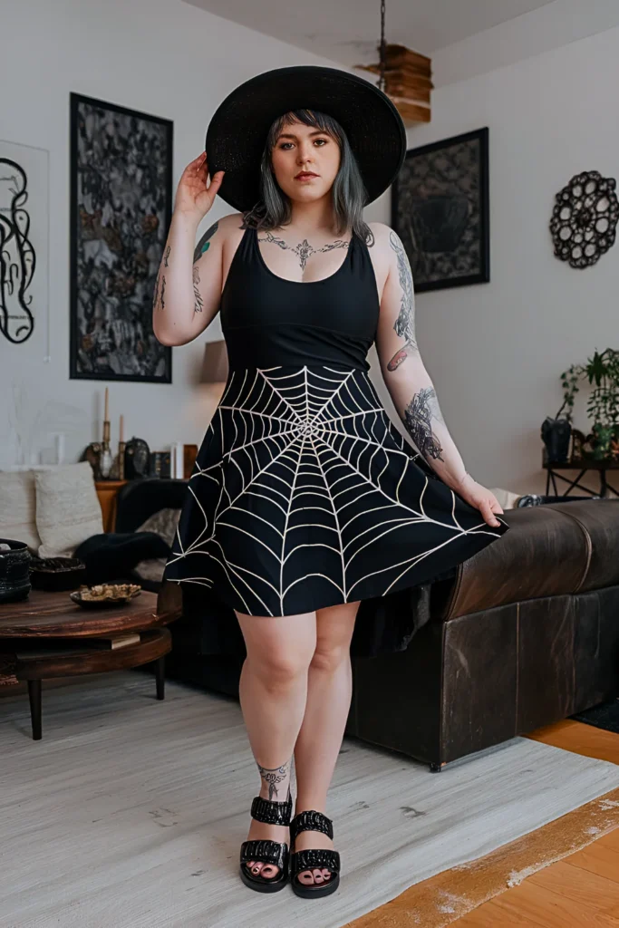 Plus Size Ornate Back Swimdress Summer Goth Outfit