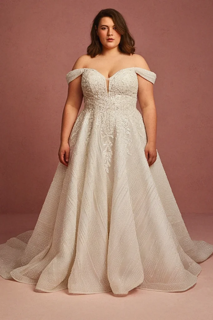 Plus Size A-Line Sweetheart Neckline Embellished Wedding Dress