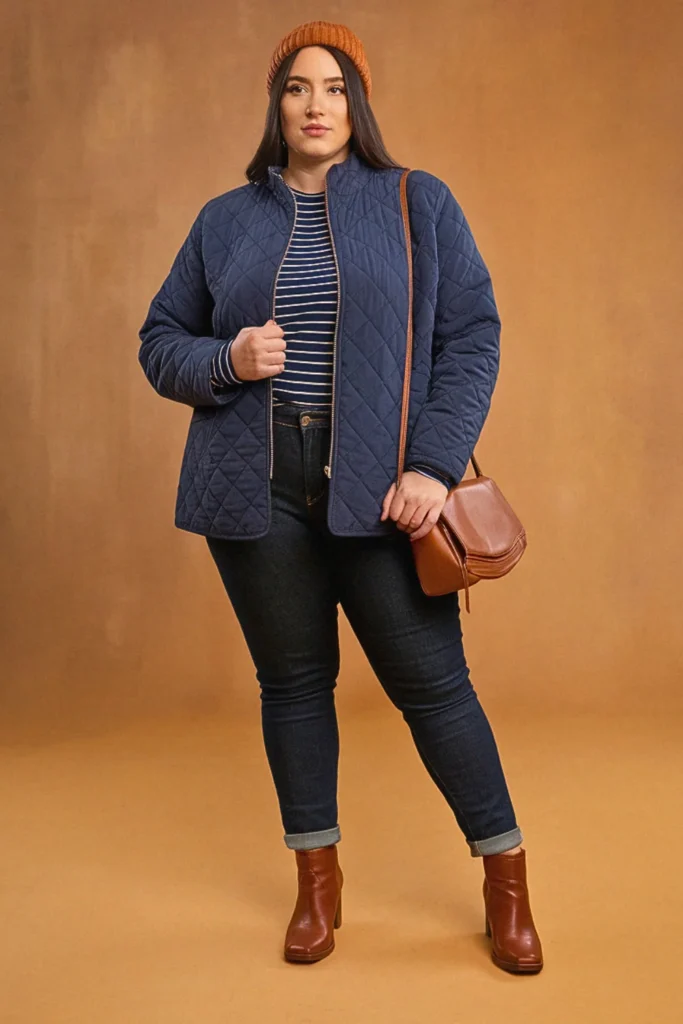 Plus Size Quilted Jacket Fall Outfit