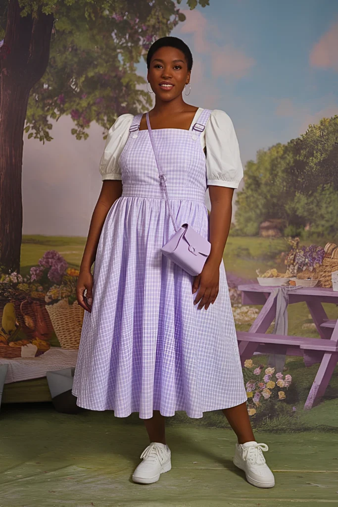 Plus Size Gingham Pinafore Summer Outfit