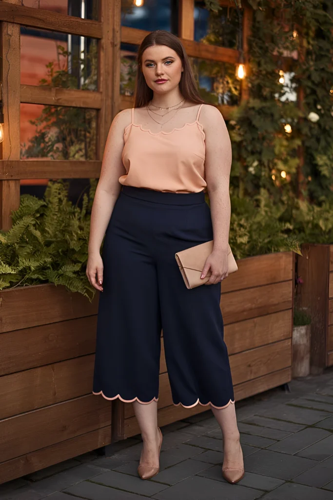 Plus Size Summer Scalloped Edge Coordinate Date Night Outfit