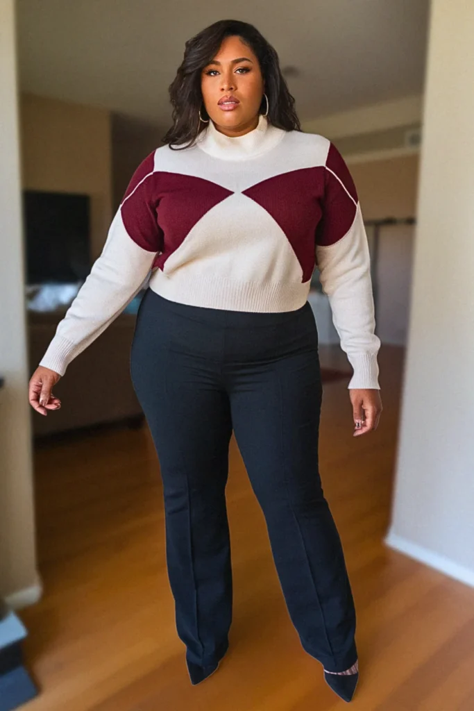 Plus Size Color-Blocked Sweater Modern Fall Outfit