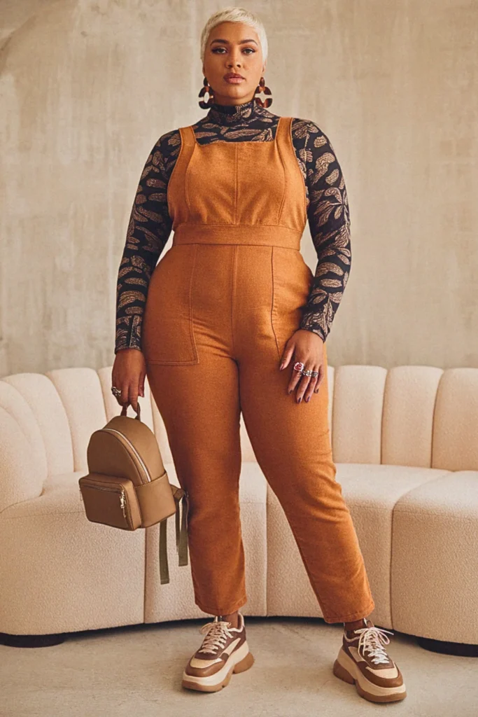 Pinafore Jumpsuit with Graphic Turtleneck Birthday Outfit