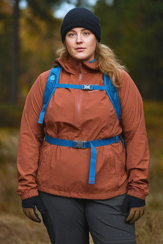 Plus Size Fall Thermal Base Layer with Waterproof Shell Hiking Outfit