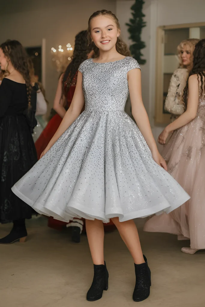 Middle School Winter Dance Silver Belle Dress