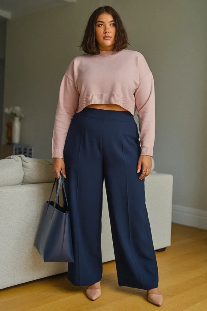 Plus Size Cute Cropped Sweater Work Fall Outfit
