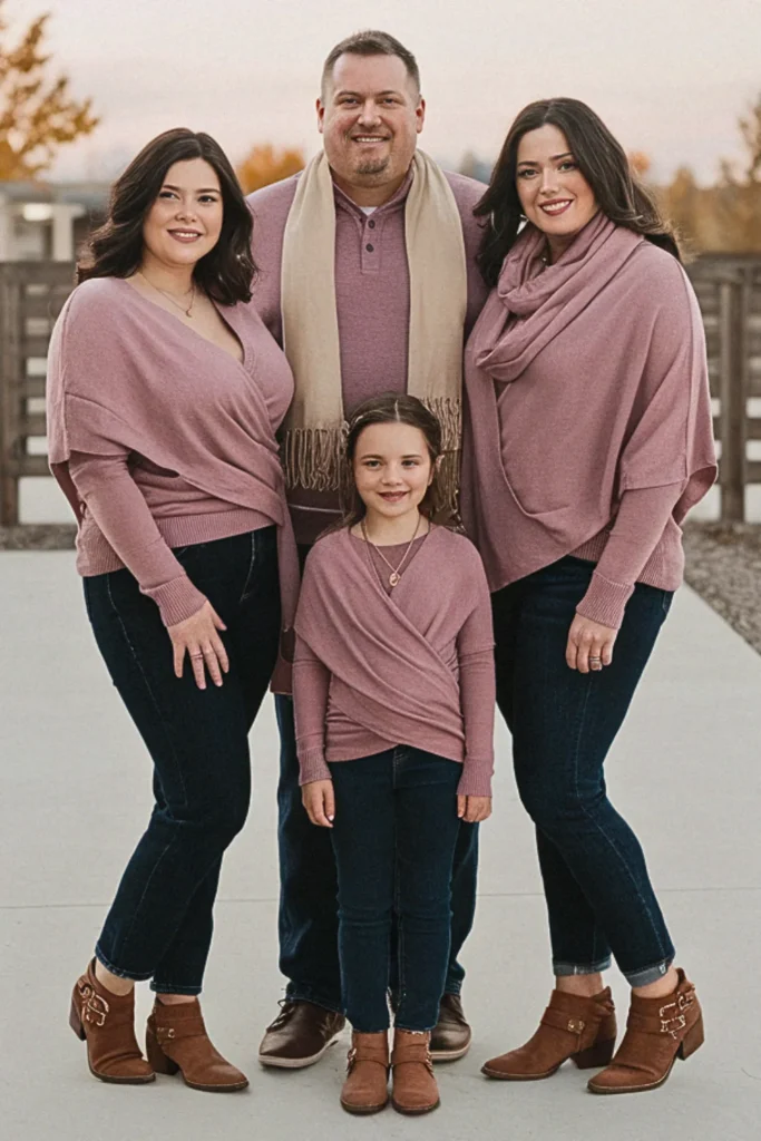 Plus Size Fall Mauve Wrap Sweater Family Outfit